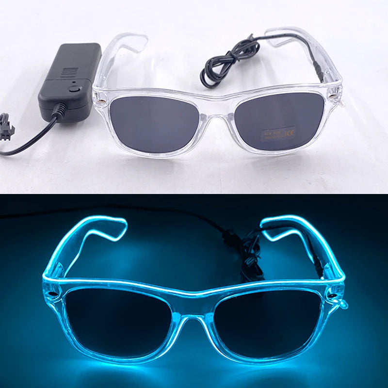 Φωτιζόμενα LED Γυαλιά Neon EL Wire – Glow in the Dark Αξεσουάρ για Πάρτι & Φεστιβάλ