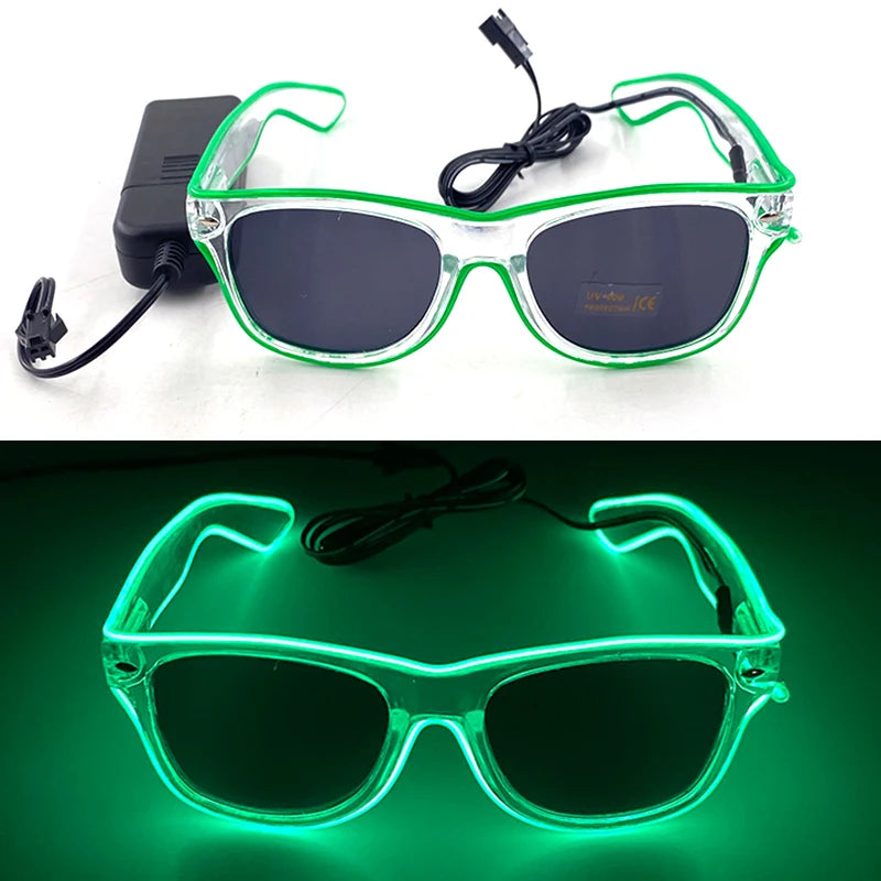 Φωτιζόμενα LED Γυαλιά Neon EL Wire – Glow in the Dark Αξεσουάρ για Πάρτι & Φεστιβάλ