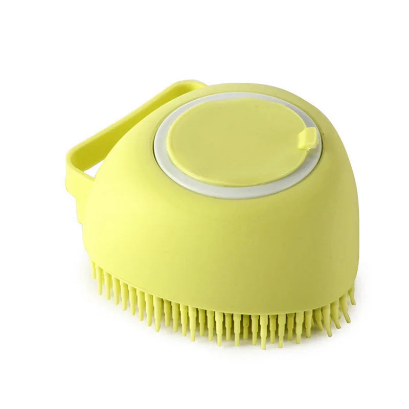 Βούρτσα Μπάνιου & Μασάζ Σιλικόνης για Κατοικίδια με Δοχείο Σαμπουάν – Μαλακό Γάντι Καθαρισμού για Σκύλους και Γάτες