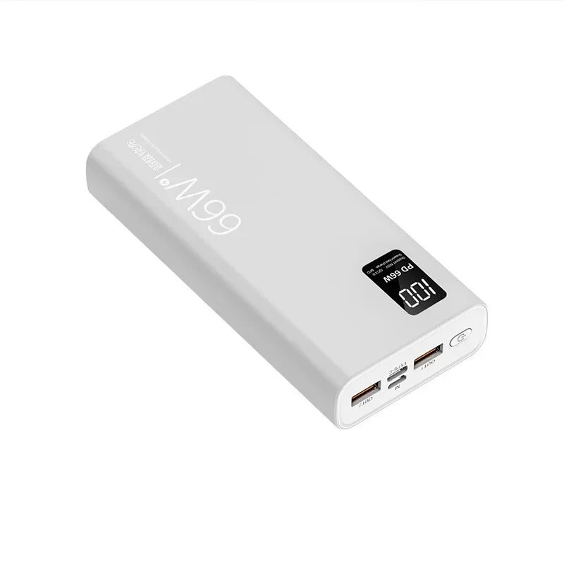 Φορητό Power Bank Μεγάλης Χωρητικότητας 66W Super Fast Charging – Ψηφιακός Φορτιστής Ταχείας Φόρτισης με 4 Ενσωματωμένα Καλώδια για iPhone, Samsung & Xiaomi