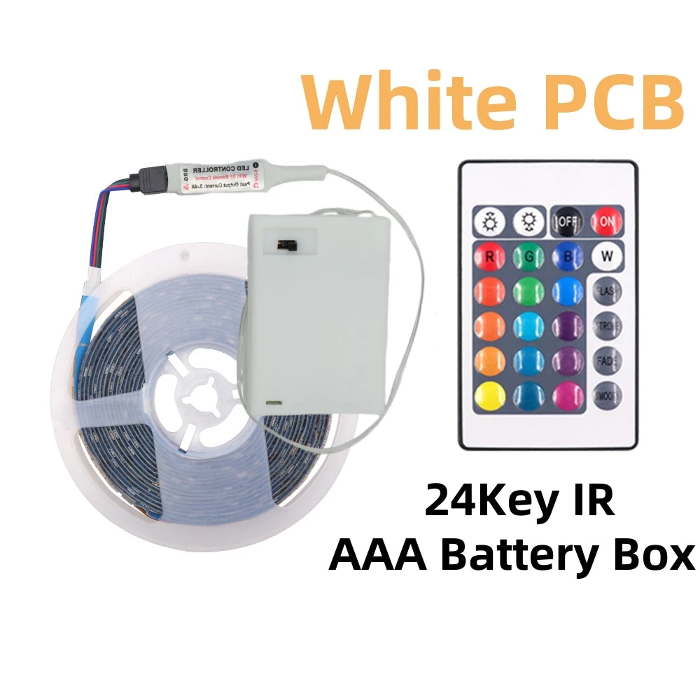 Αυτοκόλλητη Ταινία LED RGB 5050 με Μπαταρίες & Τηλεχειριστήριο