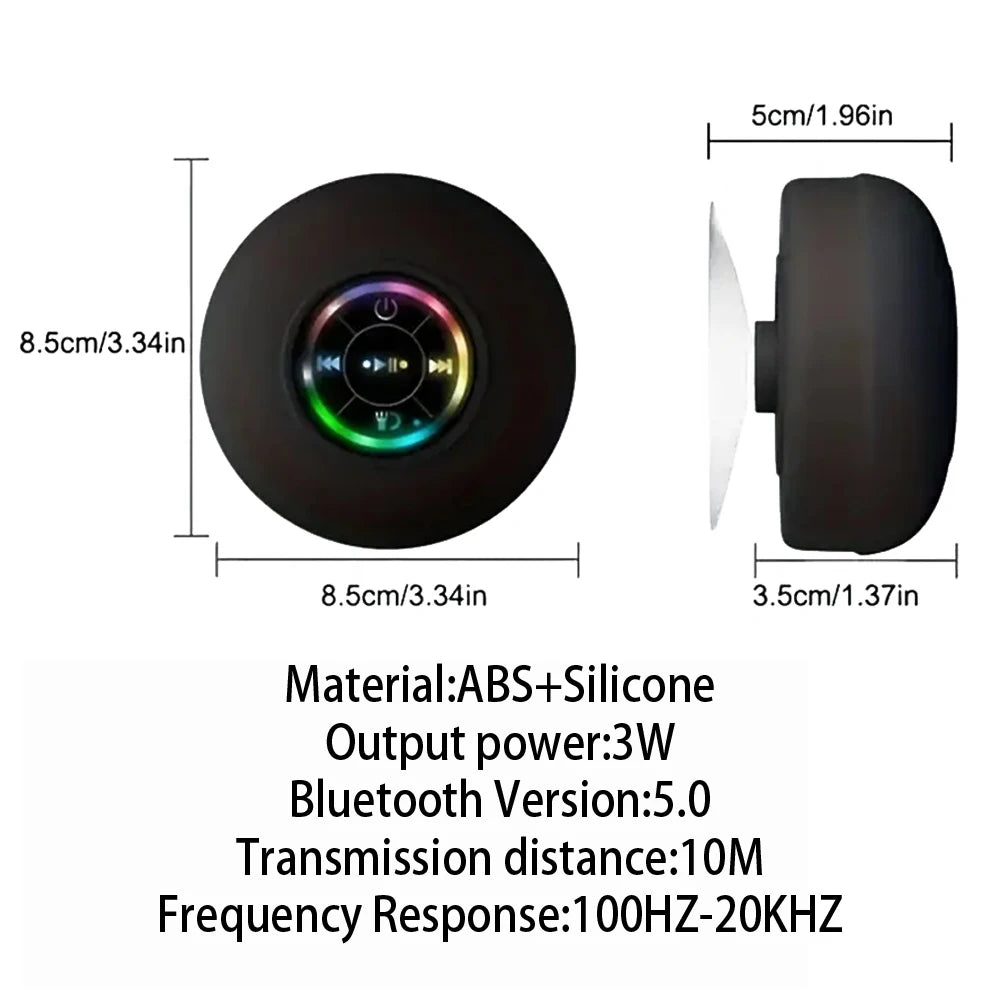 Φορητό Αδιάβροχο Ηχείο Bluetooth με Βεντούζα & Φωτισμό LED – Ασύρματο Mini Ηχείο για το Ντους, το Μπάνιο & Εξωτερικούς Χώρους IPX4
