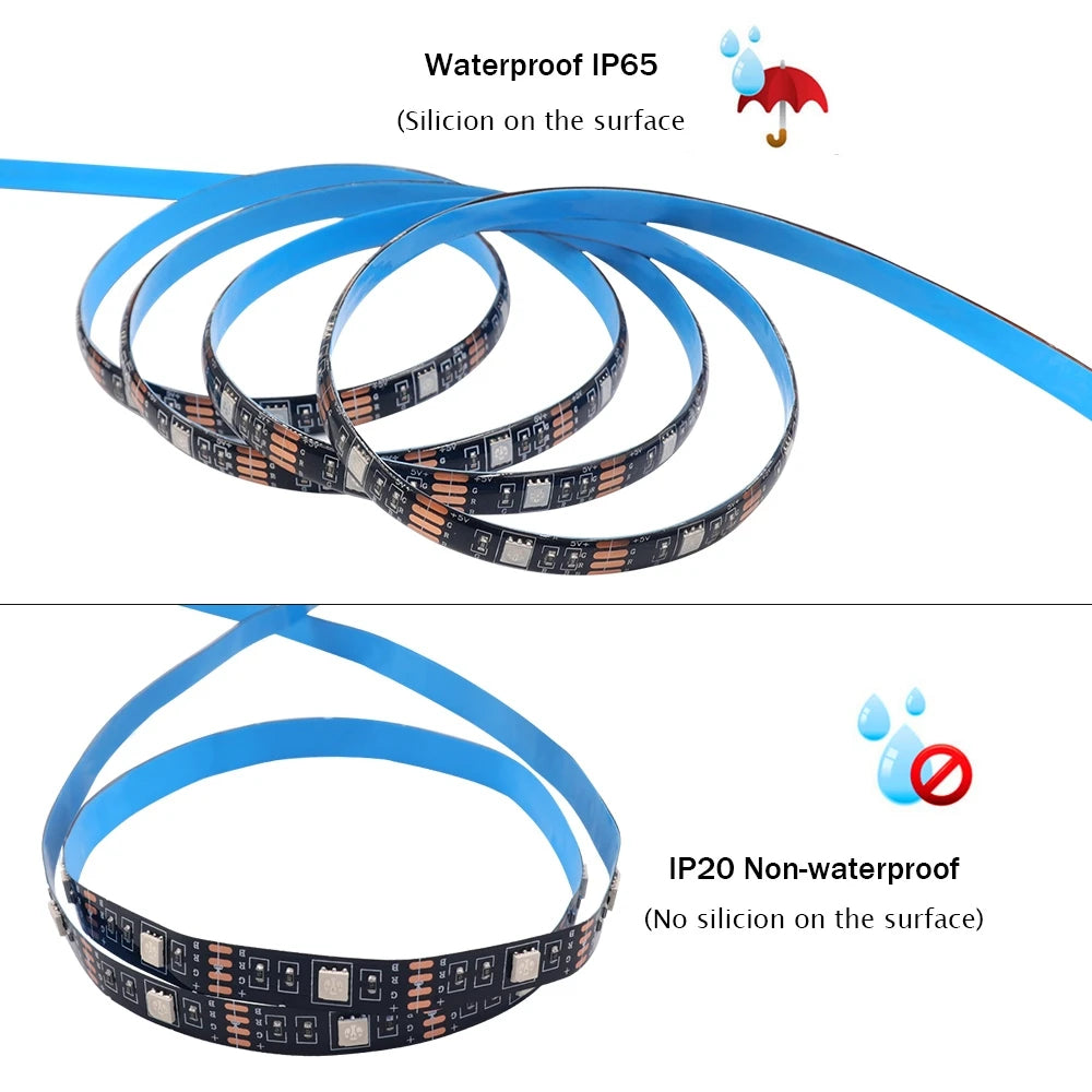 Αυτοκόλλητη Ταινία LED RGB 5050 με Μπαταρίες & Τηλεχειριστήριο
