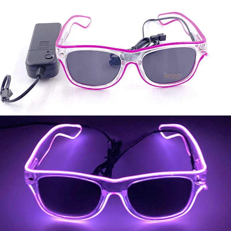 Φωτιζόμενα LED Γυαλιά Neon EL Wire – Glow in the Dark Αξεσουάρ για Πάρτι & Φεστιβάλ