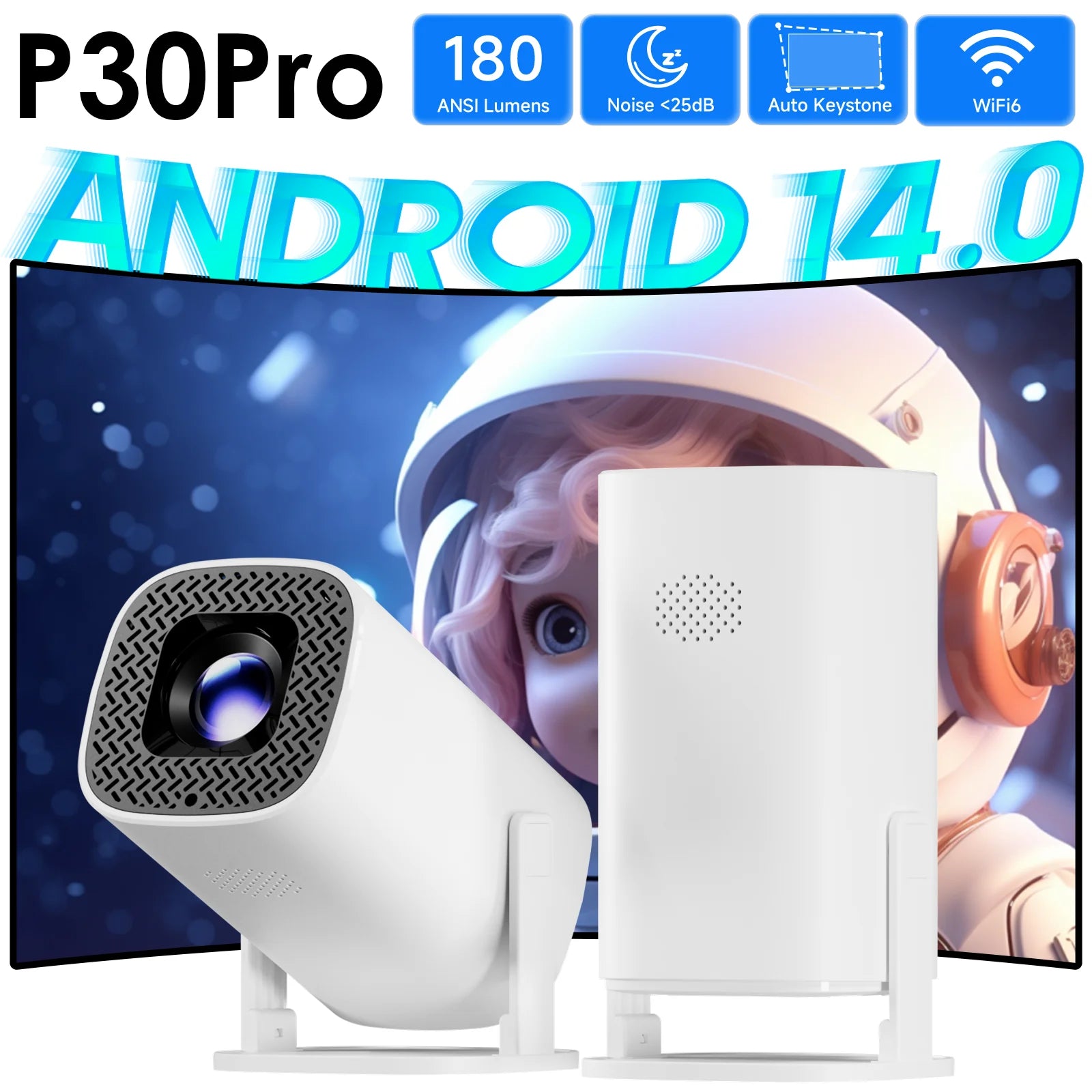 P30Pro™ Smart Mini Projector - Φορητός Προβολέας Android 14