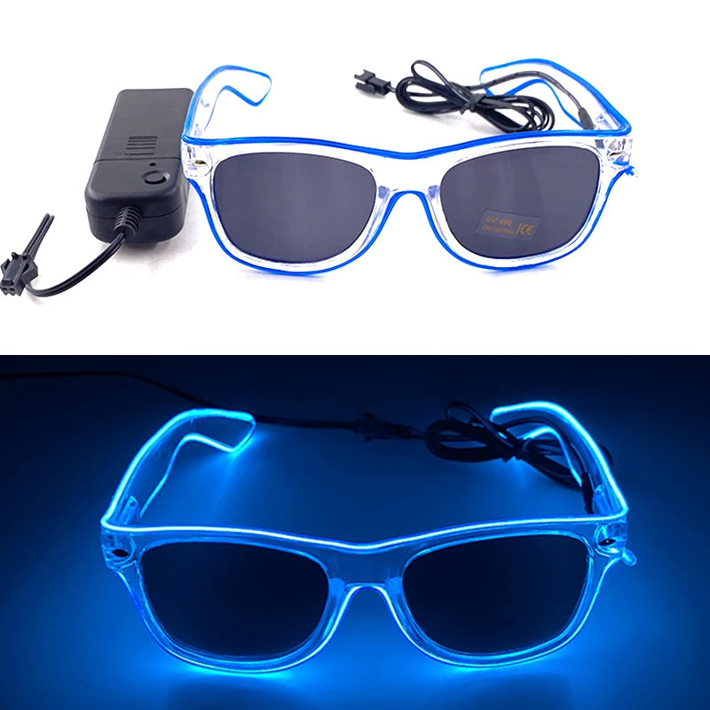 Φωτιζόμενα LED Γυαλιά Neon EL Wire – Glow in the Dark Αξεσουάρ για Πάρτι & Φεστιβάλ