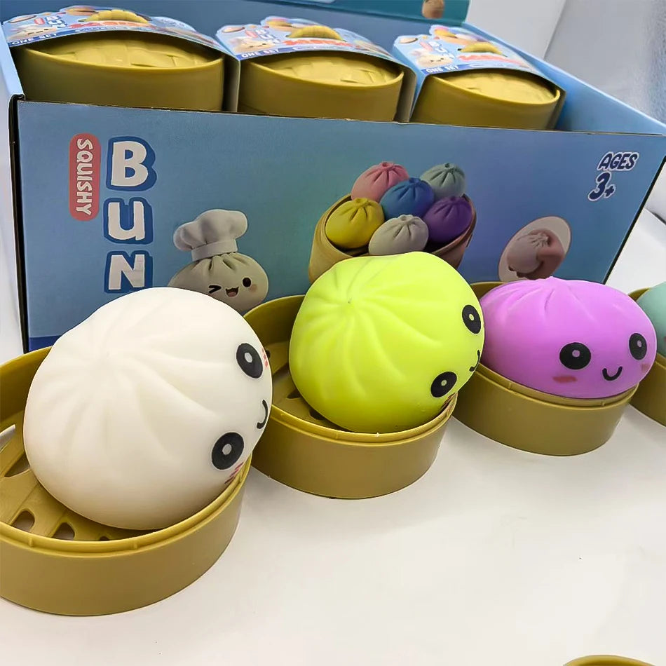 Squishy Bun Αντιστρές Παιχνίδι - Χαλαρωτικό "Ψωμάκι" σε Καλαθάκι