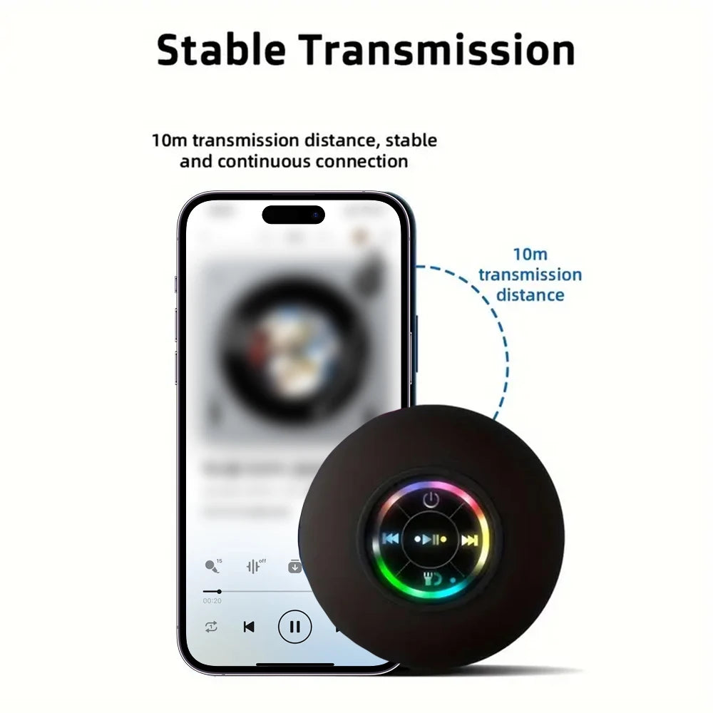 Φορητό Αδιάβροχο Ηχείο Bluetooth με Βεντούζα & Φωτισμό LED – Ασύρματο Mini Ηχείο για το Ντους, το Μπάνιο & Εξωτερικούς Χώρους IPX4