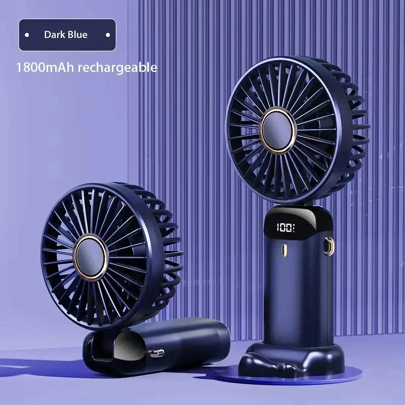 Φορητό Mini Ανεμιστηράκι Χειρός & Λαιμού USB – Αναδιπλούμενος Ανεμιστήρας 5 Ταχυτήτων με Βάση Κινητού, Ψηφιακή Οθόνη & Μπαταρία 1800mAh