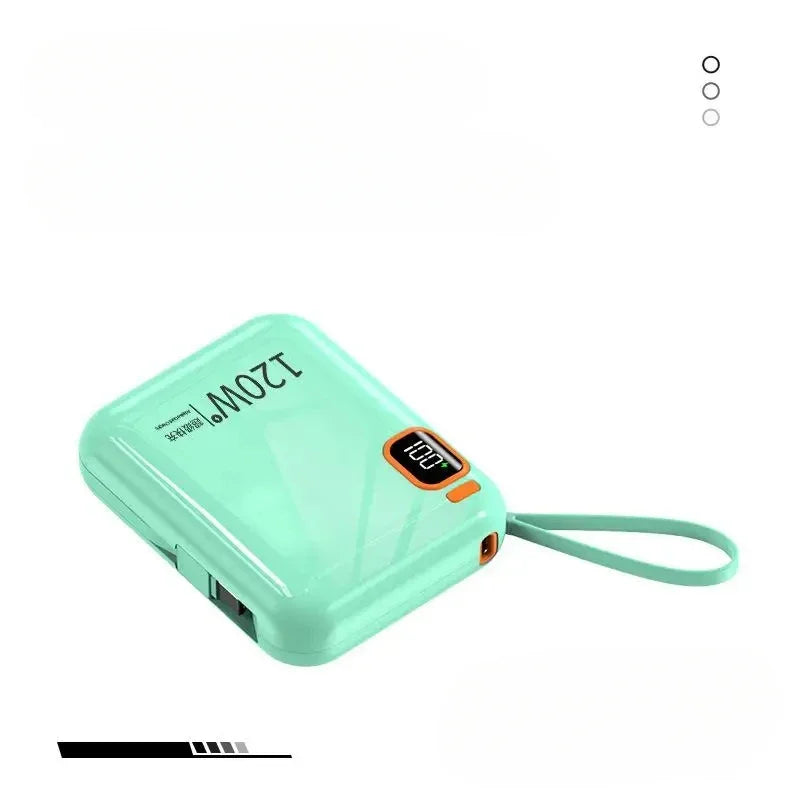 Φορητό Power Bank Υψηλής Χωρητικότητας 120W Fast Charging – Μίνι Φορτιστής Ταχείας Φόρτισης με Ενσωματωμένα Καλώδια & Ψηφιακή Οθόνη