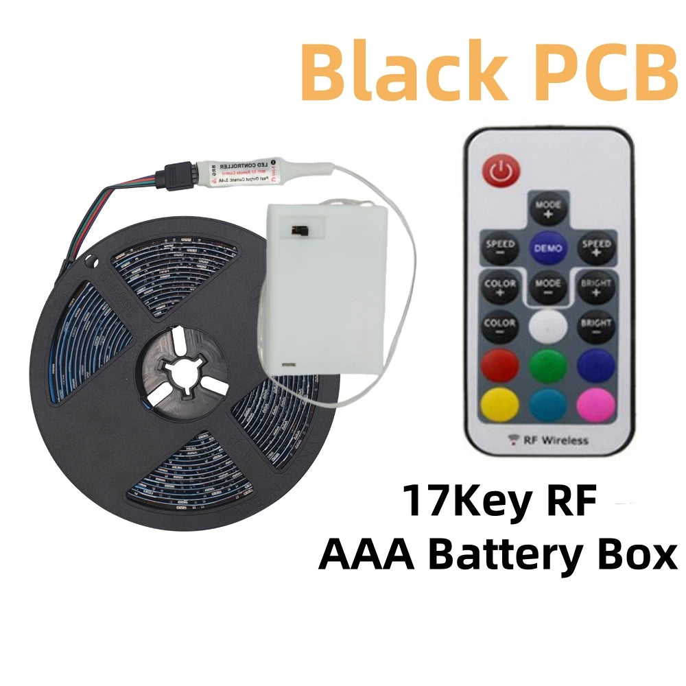 Αυτοκόλλητη Ταινία LED RGB 5050 με Μπαταρίες & Τηλεχειριστήριο