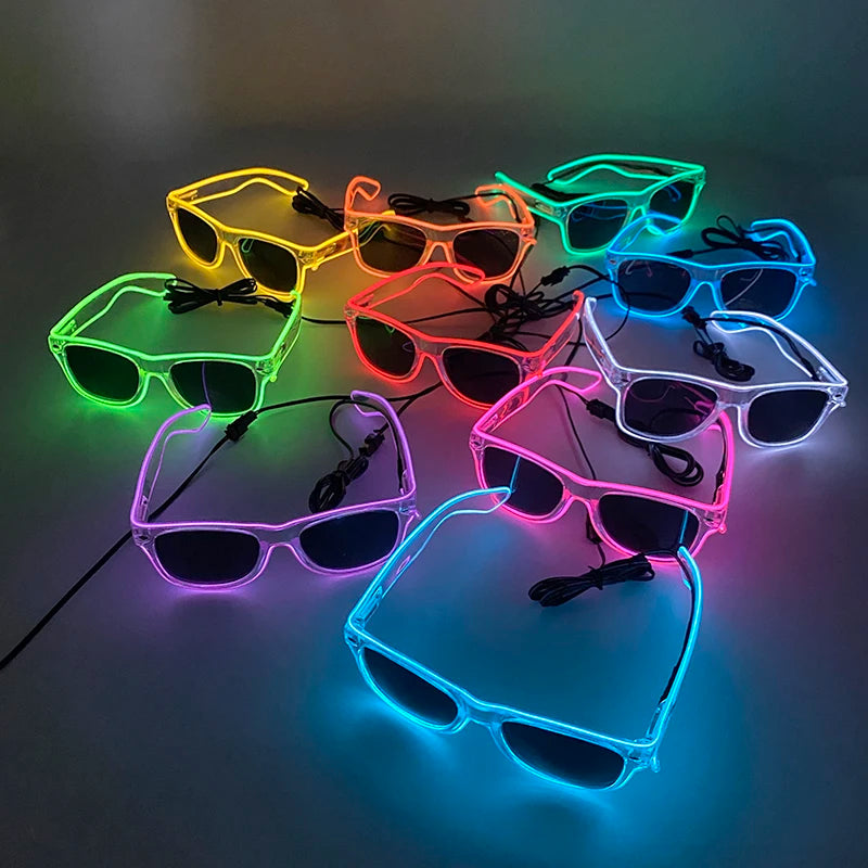Φωτιζόμενα LED Γυαλιά Neon EL Wire – Glow in the Dark Αξεσουάρ για Πάρτι & Φεστιβάλ