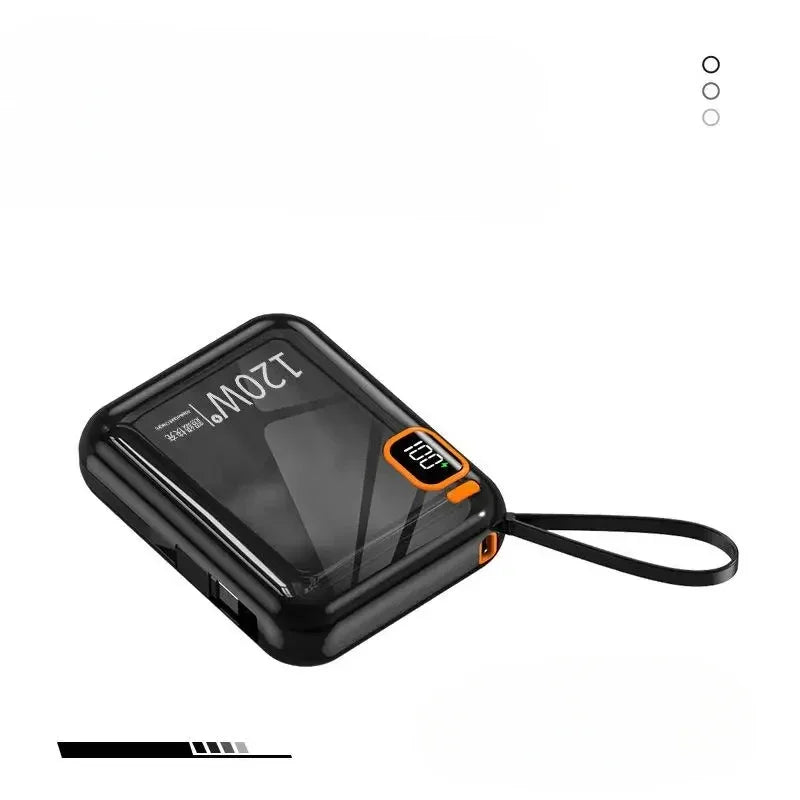 Φορητό Power Bank Υψηλής Χωρητικότητας 120W Fast Charging – Μίνι Φορτιστής Ταχείας Φόρτισης με Ενσωματωμένα Καλώδια & Ψηφιακή Οθόνη