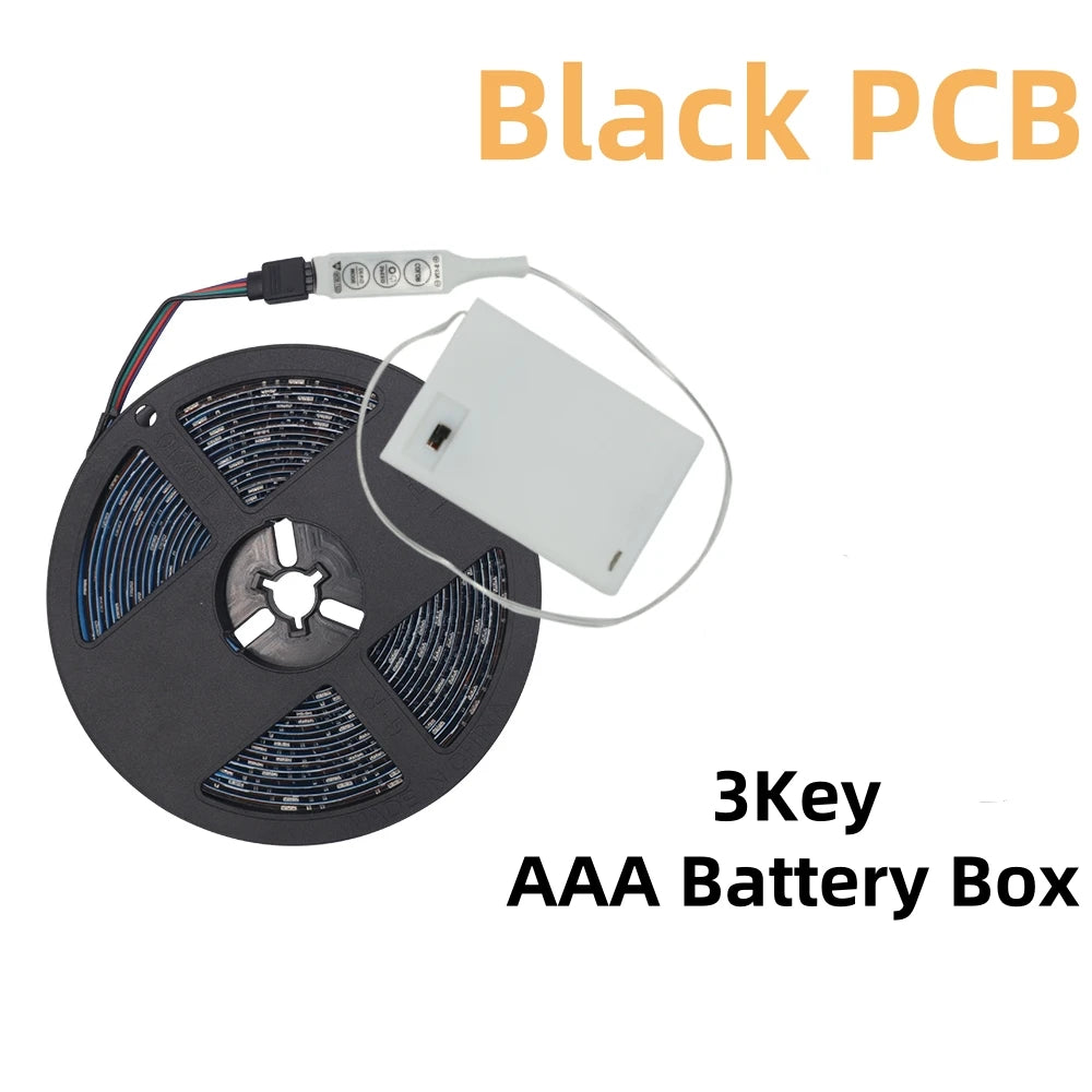 Αυτοκόλλητη Ταινία LED RGB 5050 με Μπαταρίες & Τηλεχειριστήριο