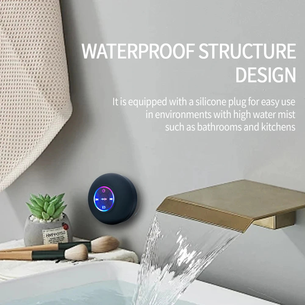 Φορητό Αδιάβροχο Ηχείο Bluetooth με Βεντούζα & Φωτισμό LED – Ασύρματο Mini Ηχείο για το Ντους, το Μπάνιο & Εξωτερικούς Χώρους IPX4