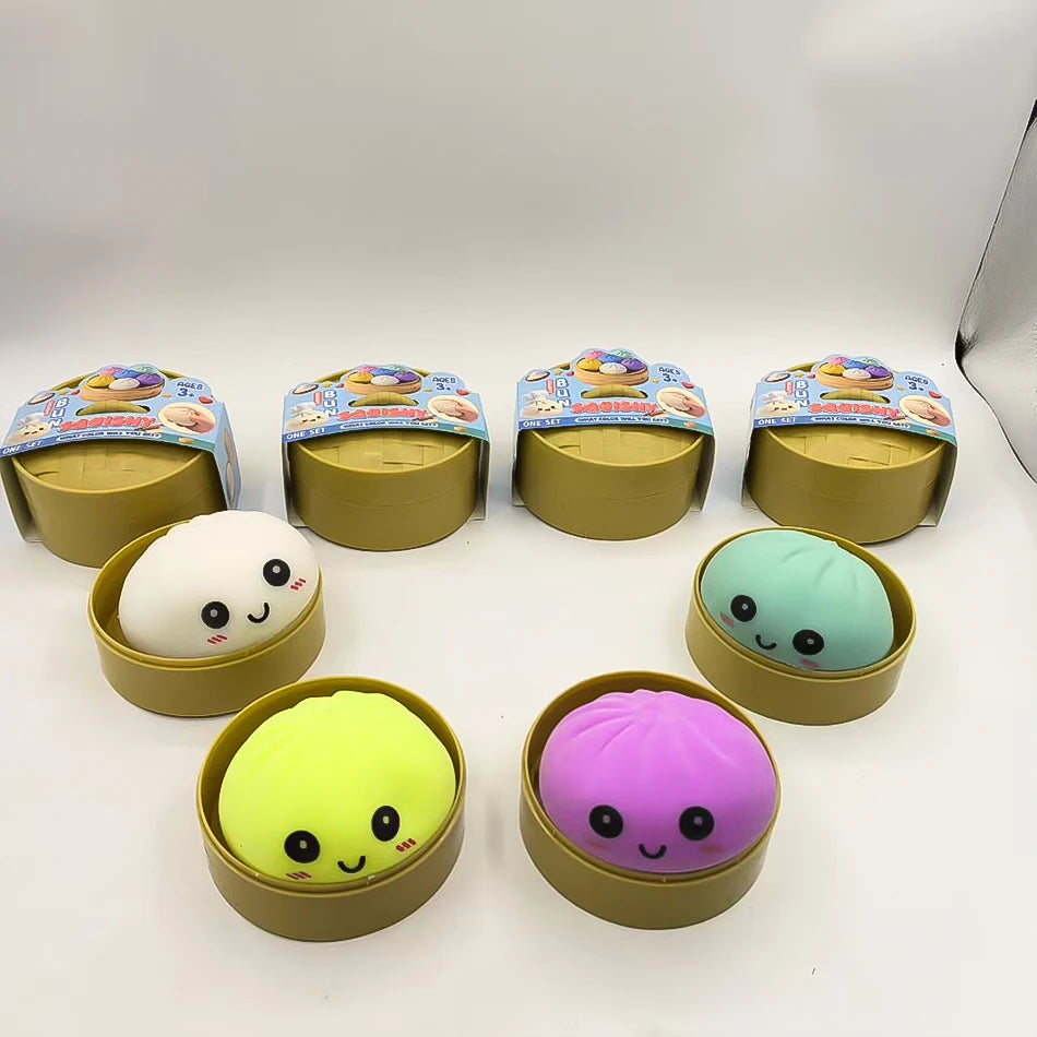 Squishy Bun Αντιστρές Παιχνίδι - Χαλαρωτικό "Ψωμάκι" σε Καλαθάκι