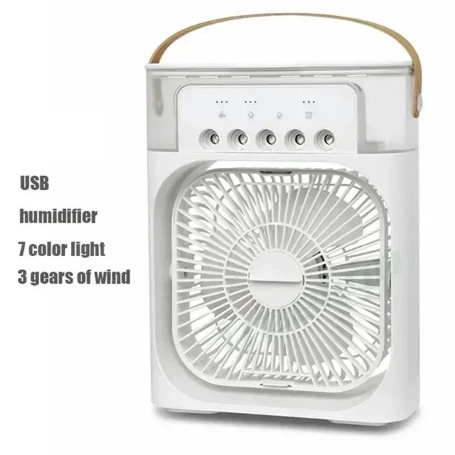 Φορητό Mini Air Cooler & Υγραντήρας 3-σε-1 USB – Επιτραπέζιο Μίνι Κλιματιστικό με Φωτισμό LED, 3 Ταχύτητες & Δοχείο Πάγου/Νερού