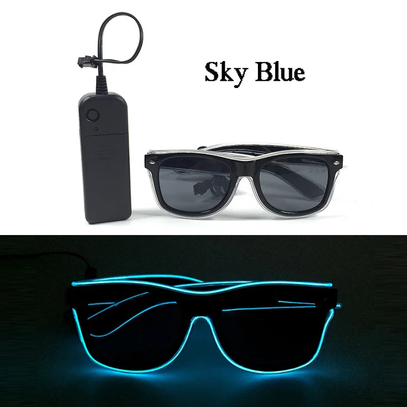 Φωτιζόμενα LED Γυαλιά Neon EL Wire – Glow in the Dark Αξεσουάρ για Πάρτι & Φεστιβάλ