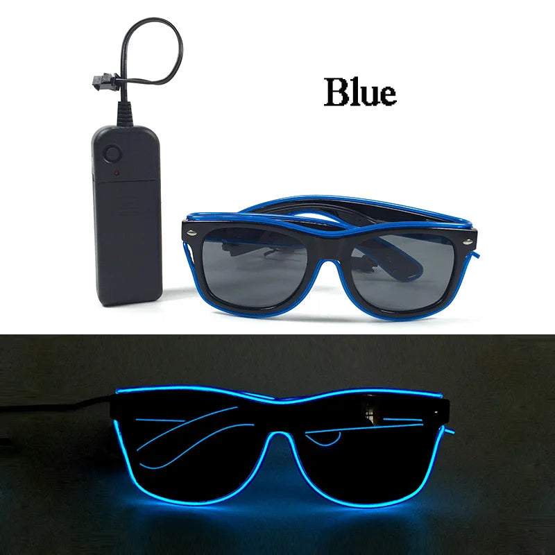 Φωτιζόμενα LED Γυαλιά Neon EL Wire – Glow in the Dark Αξεσουάρ για Πάρτι & Φεστιβάλ