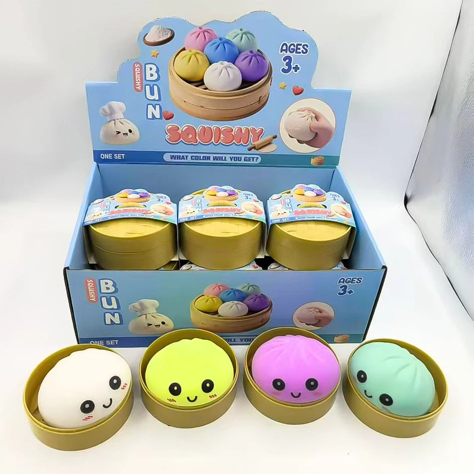 Squishy Bun Αντιστρές Παιχνίδι - Χαλαρωτικό "Ψωμάκι" σε Καλαθάκι