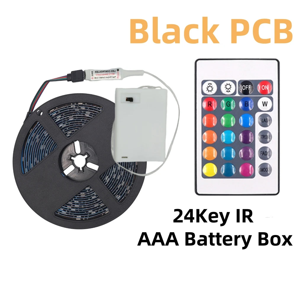 Αυτοκόλλητη Ταινία LED RGB 5050 με Μπαταρίες & Τηλεχειριστήριο