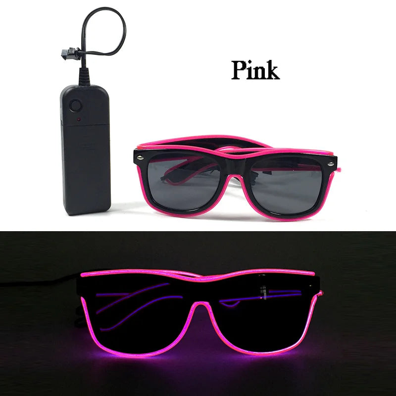 Φωτιζόμενα LED Γυαλιά Neon EL Wire – Glow in the Dark Αξεσουάρ για Πάρτι & Φεστιβάλ