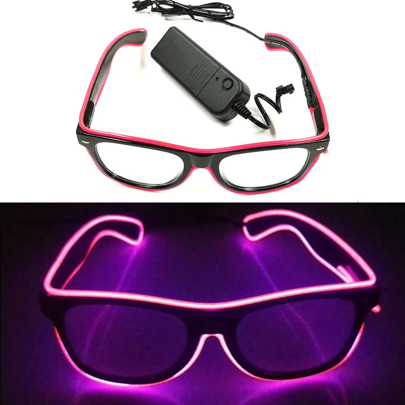 Φωτιζόμενα LED Γυαλιά Neon EL Wire – Glow in the Dark Αξεσουάρ για Πάρτι & Φεστιβάλ