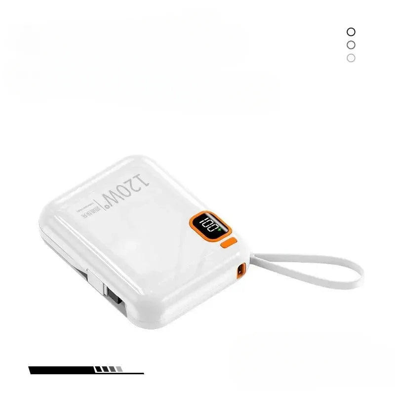 Φορητό Power Bank Υψηλής Χωρητικότητας 120W Fast Charging – Μίνι Φορτιστής Ταχείας Φόρτισης με Ενσωματωμένα Καλώδια & Ψηφιακή Οθόνη