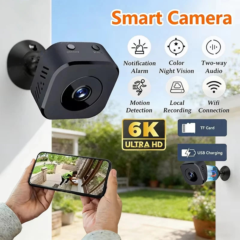 Mini Κάμερα Ασφαλείας WiFi 4K FullHD – Μικρή Ασύρματη Κάμερα Παρακολούθησης με Ανίχνευση Κίνησης, Αμφίδρομο Ήχο & Νυχτερινή Όραση